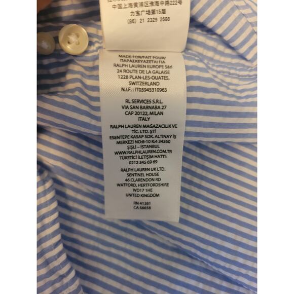 Polo Ralph Lauren RL Untucked Fit Prepster Classic Fit Seersucker Shirt Sz Large - Picture 14 of 15